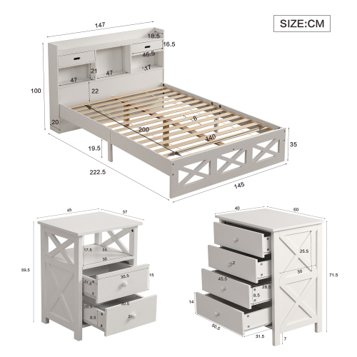 Holzpritschenbett mit Aufbewahrungsfunktion-OKWISH
