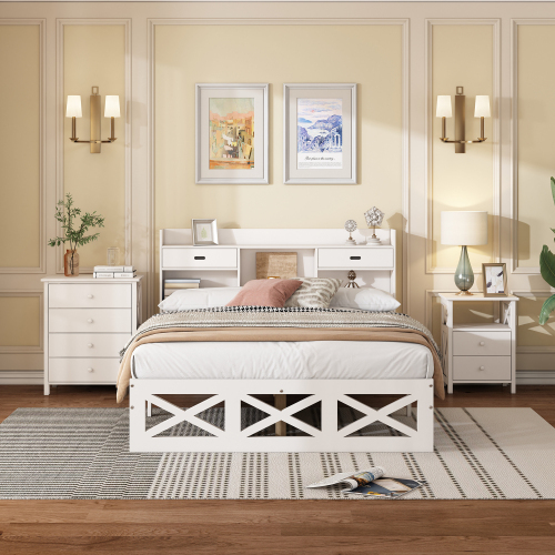 Holzpritschenbett mit Aufbewahrungsfunktion-OKWISH