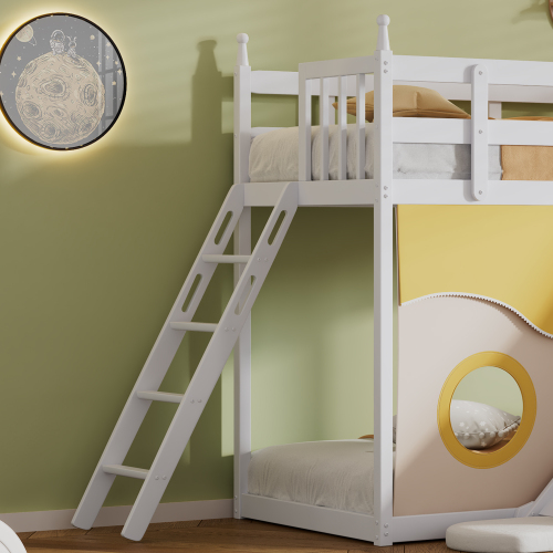 Etagenbett aus Holz mit Treppe und Geländer-OKWISH