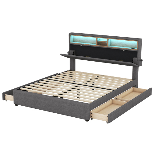 Multifunktionales gepolstertes Doppelbett-OKWISH