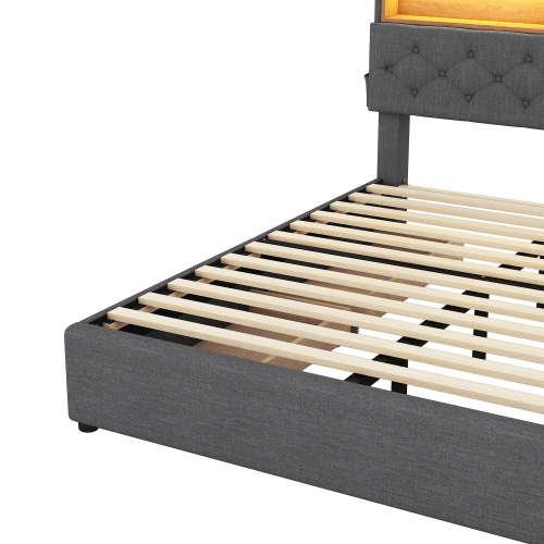 Multifunktionales gepolstertes Doppelbett-OKWISH
