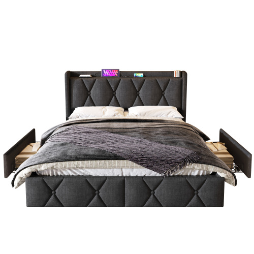 Polsterbett mit Holzlattenrahmen-OKWISH