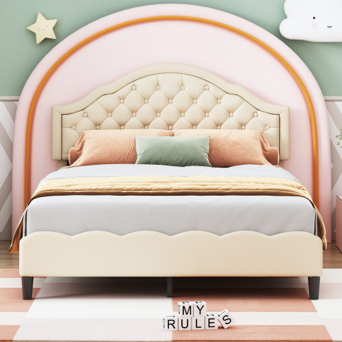 Doppelbett mit PU-Lederpolsterung-OKWISH