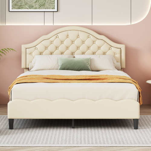 Doppelbett mit PU-Lederpolsterung-OKWISH