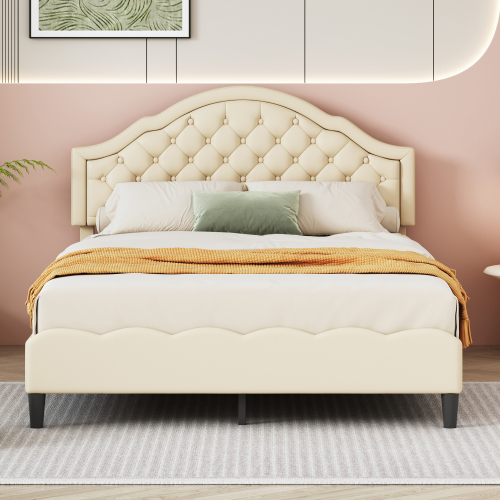 Doppelbett mit PU-Lederpolsterung-OKWISH