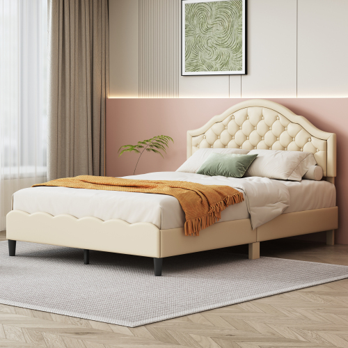 Doppelbett mit PU-Lederpolsterung-OKWISH