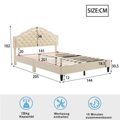 Doppelbett mit PU-Lederpolsterung-OKWISH