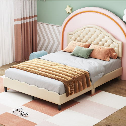 Doppelbett mit PU-Lederpolsterung-OKWISH