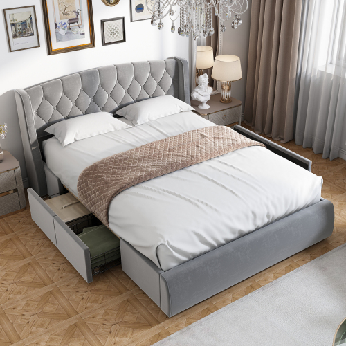 Samtgepolstertes Bett-OKWISH