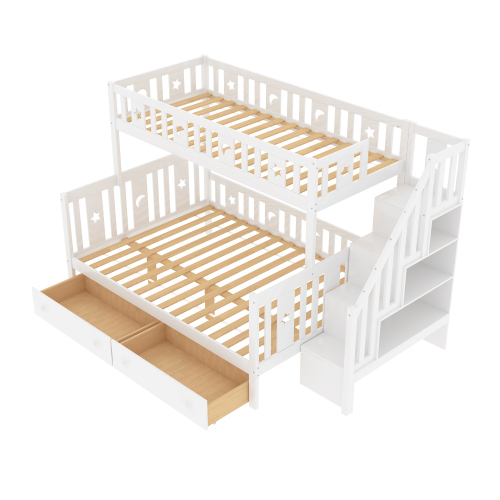 Etagenbett aus Massivholz mit Sicherheitstreppe-OKWISH