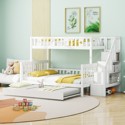 Etagenbett aus Massivholz mit Sicherheitstreppe-OKWISH
