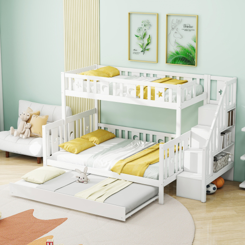 Etagenbett aus Massivholz mit Sicherheitstreppe-OKWISH