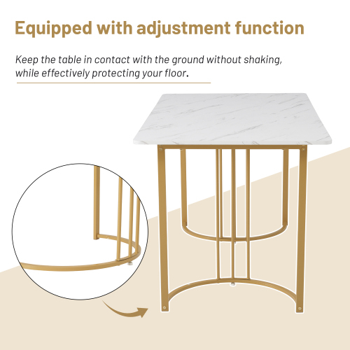 Rechteckiger Esstisch mit Metallgestell und modernem Marmormuster-OKWISH