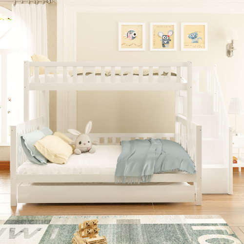 Etagenbett aus Massivholz mit Sicherheitstreppe-OKWISH