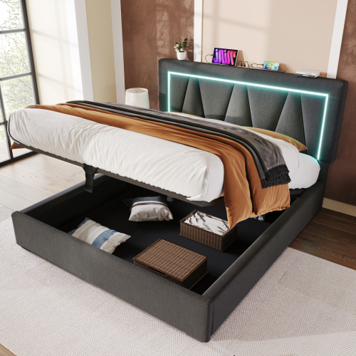 Multifunktionales Doppelbett aus Leinen-OKWISH
