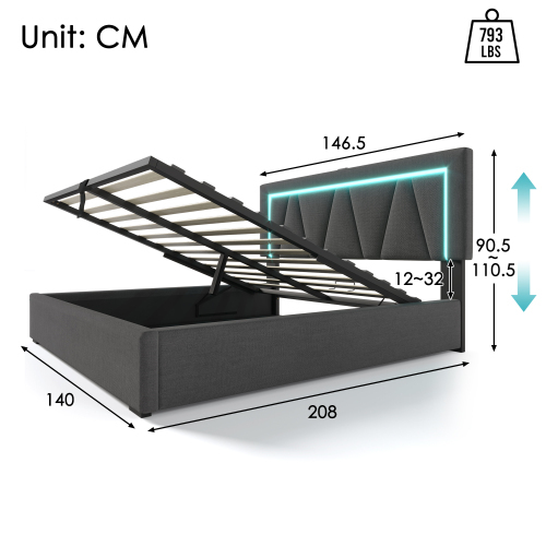 Multifunktionales Doppelbett aus Leinen-OKWISH