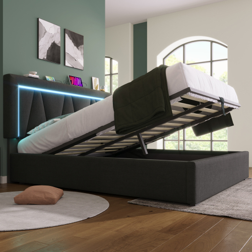 Multifunktionales Doppelbett aus Leinen-OKWISH
