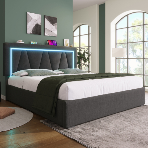 Multifunktionales Doppelbett aus Leinen-OKWISH