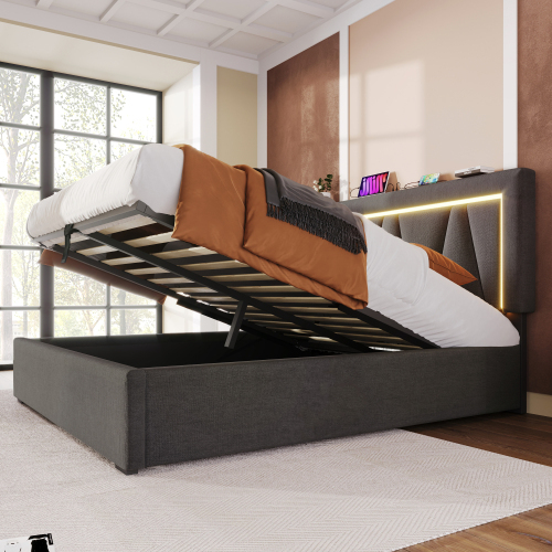 Multifunktionales Doppelbett aus Leinen-OKWISH