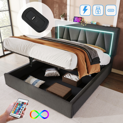 Multifunktionales Doppelbett aus Leinen-OKWISH