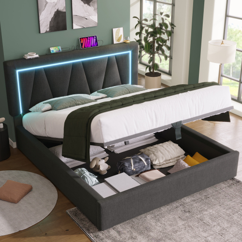 Multifunktionales Doppelbett aus Leinen-OKWISH