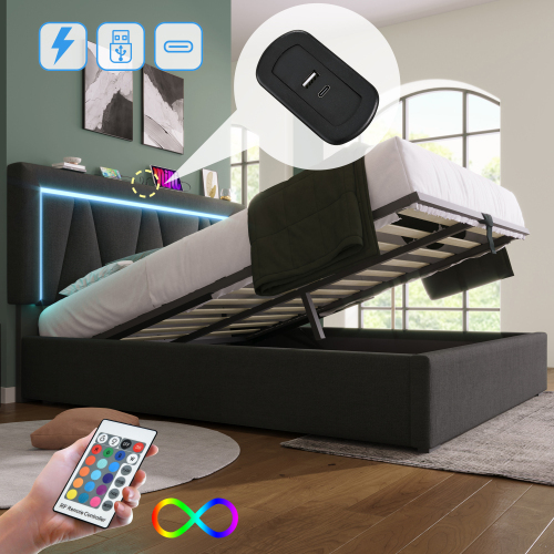 Multifunktionales Doppelbett aus Leinen-OKWISH