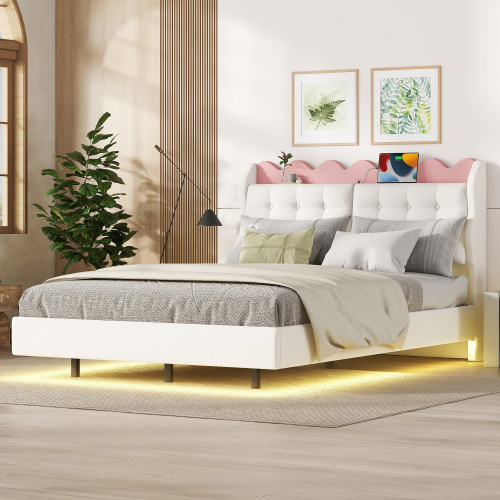 Polsterbett mit Lichtleiste-OKWISH