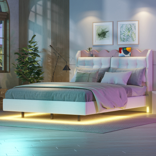 Polsterbett mit Lichtleiste-OKWISH