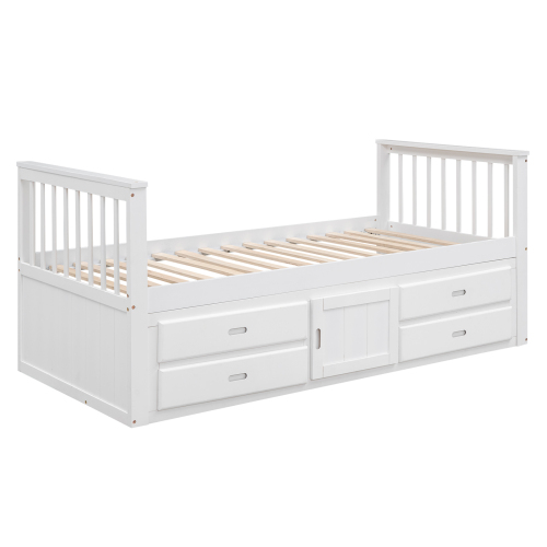 90x200 cm Podestbett, Kinderbett, Podestbett mit 4 Schubladen, mit Stauschrank