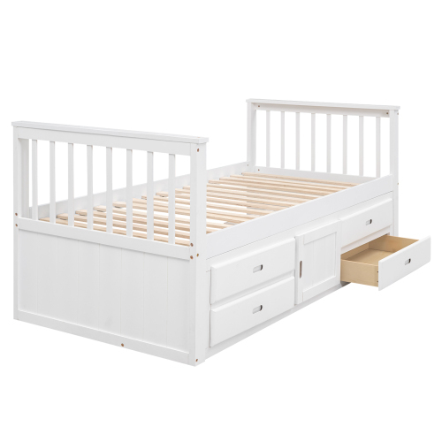 90x200 cm Podestbett, Kinderbett, Podestbett mit 4 Schubladen, mit Stauschrank