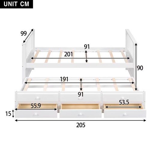 Einzelbett mit Ausziehbett-OKWISH