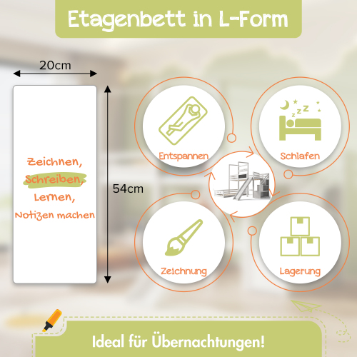 Kinder-Etagenbett mit Brettern und Rutsche-OKWISH