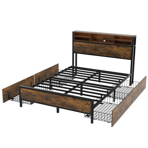 Flaches Bett mit Lattenrost und Kopfteil-OKWISH