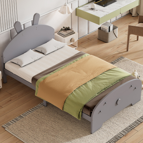 90*200cm Massivholzbett, Einzelbett, Flachbett, Bett in Hasenform