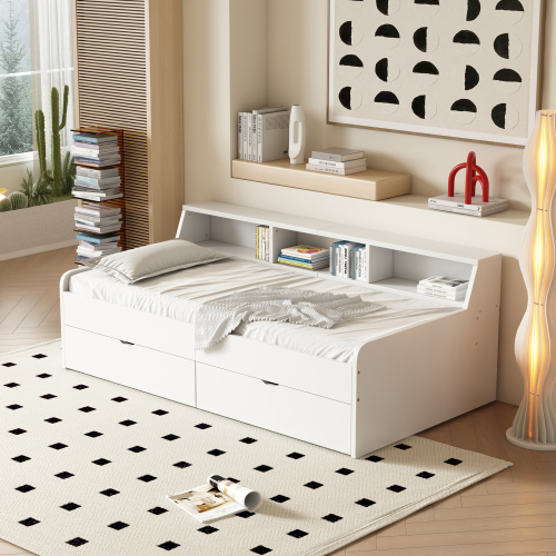 90*200 cm Tagesbett, einzeln, mit zwei Schubladen, mit Staufach