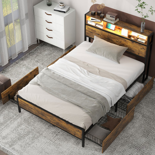 Flaches Bett mit Lattenrost und Kopfteil-OKWISH