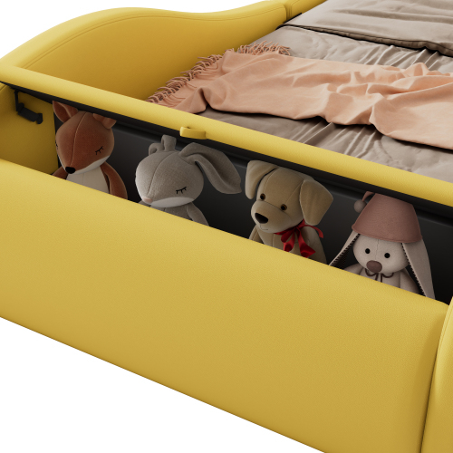 Polsterbett in Autoform mit beleuchteten Rädern-OKWISH