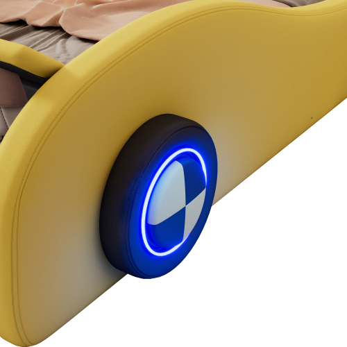 Polsterbett in Autoform mit beleuchteten Rädern-OKWISH