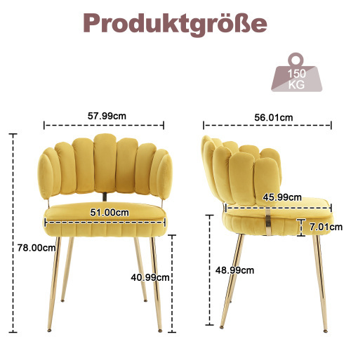 Esszimmerstuhl aus weichem Samt, 2er-Set-OKWISH