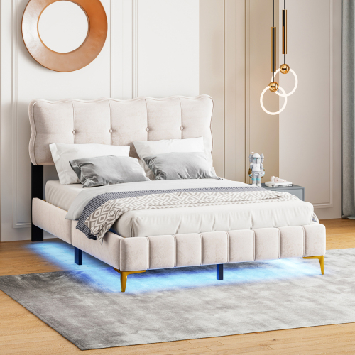 Bett mit Lattenrost und Samtbezug-OKWISH