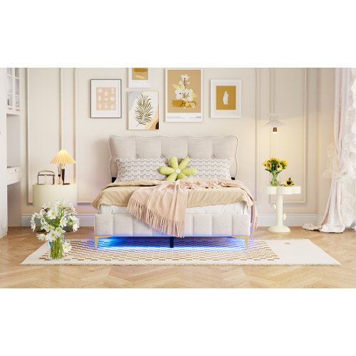 Bett mit Lattenrost und Samtbezug-OKWISH