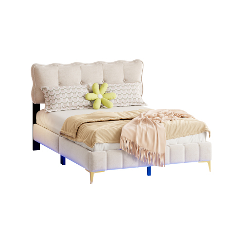 Bett mit Lattenrost und Samtbezug-OKWISH