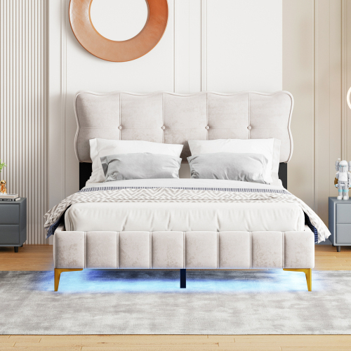 Bett mit Lattenrost und Samtbezug-OKWISH