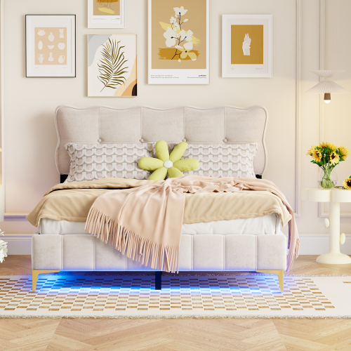 Bett mit Lattenrost und Samtbezug-OKWISH