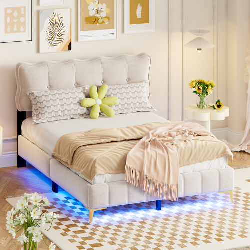 Bett mit Lattenrost und Samtbezug-OKWISH