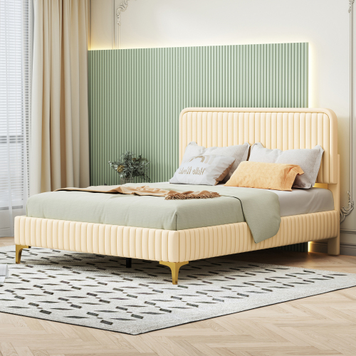 Gepolstertes Doppelbett mit Lattenrost-OKWISH