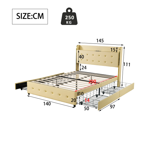 Doppelbett im Metallelement-Design-OKWISH