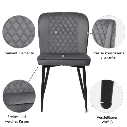 Esszimmerstuhl aus dunkelgrauem Samt-OKWISH