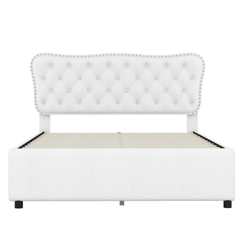 140*200 cm Polsterbett, Doppelbett, Podestbett, Polsterbett mit vier Schubladen,Leinen