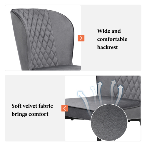 Esszimmerstuhl aus dunkelgrauem Samt-OKWISH